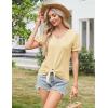 imageGRACE KARIN Womens 2025 Summer Tops Short Sleeve V Neck Basic T Shirts Dressy Casual Tie Front Tops Eyelet Blouses TunicYellow