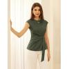 imageGRACE KARIN Womens Cap Sleeve Tops 2025 Summer Tie Waist Crew Neck Elegant Blouse Dressy Casual Work Business ShirtsArmy Green