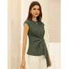 imageGRACE KARIN Womens Cap Sleeve Tops 2025 Summer Tie Waist Crew Neck Elegant Blouse Dressy Casual Work Business ShirtsArmy Green