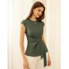 imageGRACE KARIN Womens Cap Sleeve Tops 2025 Summer Tie Waist Crew Neck Elegant Blouse Dressy Casual Work Business ShirtsArmy Green