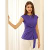 imageGRACE KARIN Womens Cap Sleeve Tops 2025 Summer Tie Waist Crew Neck Elegant Blouse Dressy Casual Work Business ShirtsBlue Purple