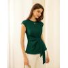 imageGRACE KARIN Womens Cap Sleeve Tops 2025 Summer Tie Waist Crew Neck Elegant Blouse Dressy Casual Work Business ShirtsDark Green