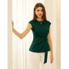 imageGRACE KARIN Womens Cap Sleeve Tops 2025 Summer Tie Waist Crew Neck Elegant Blouse Dressy Casual Work Business ShirtsDark Green