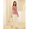 imageGRACE KARIN Womens Cap Sleeve Tops 2025 Summer Tie Waist Crew Neck Elegant Blouse Dressy Casual Work Business ShirtsGray Pink