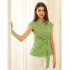 imageGRACE KARIN Womens Cap Sleeve Tops 2025 Summer Tie Waist Crew Neck Elegant Blouse Dressy Casual Work Business ShirtsGreen