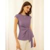 imageGRACE KARIN Womens Cap Sleeve Tops 2025 Summer Tie Waist Crew Neck Elegant Blouse Dressy Casual Work Business ShirtsGrey Purple