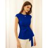 imageGRACE KARIN Womens Cap Sleeve Tops 2025 Summer Tie Waist Crew Neck Elegant Blouse Dressy Casual Work Business ShirtsNavy Blue