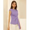 imageGRACE KARIN Womens Cap Sleeve Tops 2025 Summer Tie Waist Crew Neck Elegant Blouse Dressy Casual Work Business ShirtsPurple