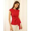 imageGRACE KARIN Womens Cap Sleeve Tops 2025 Summer Tie Waist Crew Neck Elegant Blouse Dressy Casual Work Business ShirtsRed