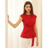 imageGRACE KARIN Womens Cap Sleeve Tops 2025 Summer Tie Waist Crew Neck Elegant Blouse Dressy Casual Work Business ShirtsRed