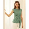 imageGRACE KARIN Womens Cap Sleeve Tops 2025 Summer Tie Waist Crew Neck Elegant Blouse Dressy Casual Work Business ShirtsSage Green