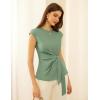 imageGRACE KARIN Womens Cap Sleeve Tops 2025 Summer Tie Waist Crew Neck Elegant Blouse Dressy Casual Work Business ShirtsSage Green