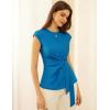 imageGRACE KARIN Womens Cap Sleeve Tops 2025 Summer Tie Waist Crew Neck Elegant Blouse Dressy Casual Work Business ShirtsSky Blue