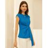 imageGRACE KARIN Womens Cap Sleeve Tops 2025 Summer Tie Waist Crew Neck Elegant Blouse Dressy Casual Work Business ShirtsSky Blue