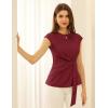 imageGRACE KARIN Womens Cap Sleeve Tops 2025 Summer Tie Waist Crew Neck Elegant Blouse Dressy Casual Work Business ShirtsWine Red