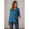 imageWork Satin Blouses Tops for Women Long Sleeve Silk Shirts Tie t VNeck Wrap Tops Formal Work Grey Blue 2XL