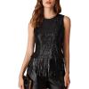 imageGRACE KARIN Sparkly Fringe Tops for Women Sleeveless Crewneck Tassel Sequin Tank Top Glitter Crop Party Shirt Cami OutfitBlack