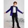 imageGRACE KARIN Boys Sequins Blazers Slim Fit Glitter Suit Jacket Formal Blazer for Party Prom 514 YearsRoyal Blue