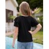 imageGRACE KARIN Girls Double Ruffle Summer Short Sleeve Tee Tops Shirts Size 614Black