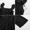 imageGRACE KARIN Girls Floral Jumpsuit Flutter Sleeve Square Neck Wide Leg RompersBlack