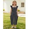 imageGRACE KARIN Girls Floral Jumpsuit Flutter Sleeve Square Neck Wide Leg RompersBlack and White