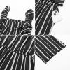 imageGRACE KARIN Girls Floral Jumpsuit Flutter Sleeve Square Neck Wide Leg RompersBlack and White