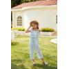 imageGRACE KARIN Girls Floral Jumpsuit Flutter Sleeve Square Neck Wide Leg RompersBlue
