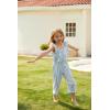 imageGRACE KARIN Girls Floral Jumpsuit Flutter Sleeve Square Neck Wide Leg RompersBlue