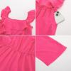 imageGRACE KARIN Girls Floral Jumpsuit Flutter Sleeve Square Neck Wide Leg RompersHot Pink