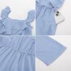 imageGRACE KARIN Girls Floral Jumpsuit Flutter Sleeve Square Neck Wide Leg RompersLight Blue