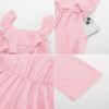 imageGRACE KARIN Girls Floral Jumpsuit Flutter Sleeve Square Neck Wide Leg RompersLight Pink