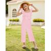 imageGRACE KARIN Girls Floral Jumpsuit Flutter Sleeve Square Neck Wide Leg RompersLight Pink