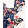 imageGRACE KARIN Girls Floral Jumpsuit Flutter Sleeve Square Neck Wide Leg RompersNavy