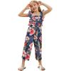 imageGRACE KARIN Girls Floral Jumpsuit Flutter Sleeve Square Neck Wide Leg RompersNavy
