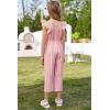 imageGRACE KARIN Girls Floral Jumpsuit Flutter Sleeve Square Neck Wide Leg RompersPink