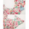 imageGRACE KARIN Girls Floral Jumpsuit Flutter Sleeve Square Neck Wide Leg RompersWhite