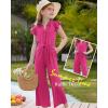 imageGRACE KARIN Girls Jumpsuit Fashion Ruffle Sleeve Drastring Waist Button Front Romper Kids Summer Outfit Size 614Hot Pink