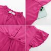 imageGRACE KARIN Girls Jumpsuit Fashion Ruffle Sleeve Drastring Waist Button Front Romper Kids Summer Outfit Size 614Hot Pink