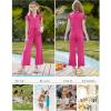 imageGRACE KARIN Girls Jumpsuit Fashion Ruffle Sleeve Drastring Waist Button Front Romper Kids Summer Outfit Size 614Hot Pink