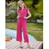 imageGRACE KARIN Girls Jumpsuit Fashion Ruffle Sleeve Drastring Waist Button Front Romper Kids Summer Outfit Size 614Hot Pink
