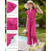 imageGRACE KARIN Girls Jumpsuit Fashion Ruffle Sleeve Drastring Waist Button Front Romper Kids Summer Outfit Size 614Hot Pink