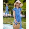 imageGRACE KARIN Girls Jumpsuit Fashion Ruffle Sleeve Drastring Waist Button Front Romper Kids Summer Outfit Size 614Light Blue