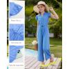imageGRACE KARIN Girls Jumpsuit Fashion Ruffle Sleeve Drastring Waist Button Front Romper Kids Summer Outfit Size 614Light Blue