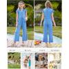 imageGRACE KARIN Girls Jumpsuit Fashion Ruffle Sleeve Drastring Waist Button Front Romper Kids Summer Outfit Size 614Light Blue
