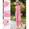 imageGRACE KARIN Girls Jumpsuit Fashion Ruffle Sleeve Drastring Waist Button Front Romper Kids Summer Outfit Size 614Pink
