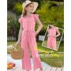 imageGRACE KARIN Girls Jumpsuit Fashion Ruffle Sleeve Drastring Waist Button Front Romper Kids Summer Outfit Size 614Pink