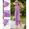 imageGRACE KARIN Girls Jumpsuit Fashion Ruffle Sleeve Drastring Waist Button Front Romper Kids Summer Outfit Size 614Purple