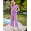 imageGRACE KARIN Girls Jumpsuit Fashion Ruffle Sleeve Drastring Waist Button Front Romper Kids Summer Outfit Size 614Purple