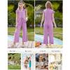 imageGRACE KARIN Girls Jumpsuit Fashion Ruffle Sleeve Drastring Waist Button Front Romper Kids Summer Outfit Size 614Purple