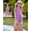 imageGRACE KARIN Girls Jumpsuit Fashion Ruffle Sleeve Drastring Waist Button Front Romper Kids Summer Outfit Size 614Purple
